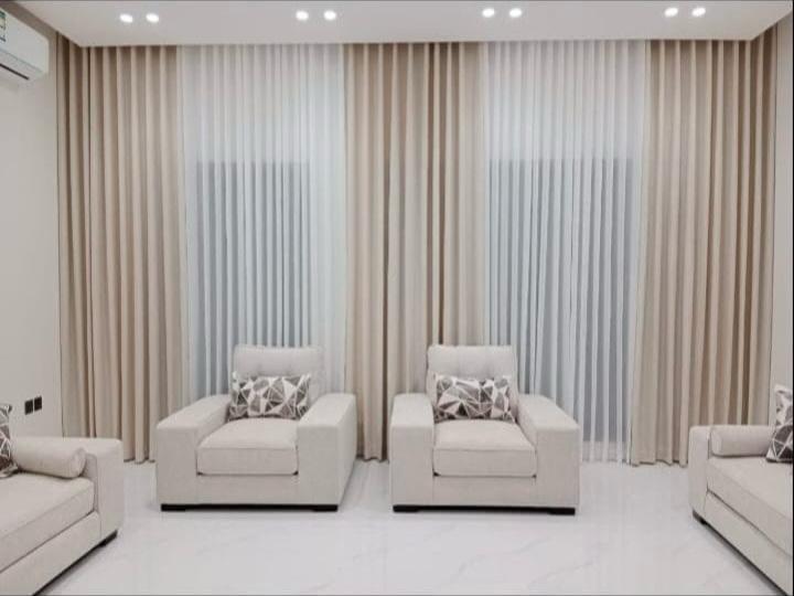 Wave fold curtains — modern luxury curtains Riyadh with professional installation